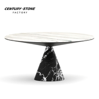 Table à manger ronde en marbre noir Centurystone Thassos Moonlight, meubles de salle à manger, table à manger intérieure, cuisine