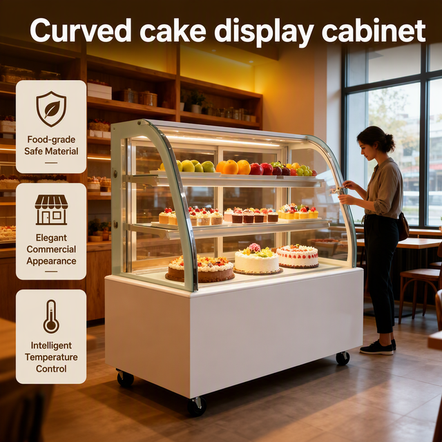 Best-selling Curved Glass Cake Display Cabinet - Cake Refrigeration Cabinet - Suitable for Bakeries and Supermarkets-CE