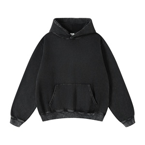 Sweat à capuche Hip Hop en molleton 100% coton épais, coupe oversize, style vintage délavé à l'acide, personnalisable avec logo - Product Image 1
