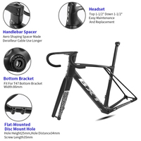 Cadre de vélo en fibre de carbone BXT EVO-155 700C, cadre de vélo de route en carbone, frein à disque, fourche 140 mm, cadre 12x100 mm, cadre 12x142 mm T47 UDH