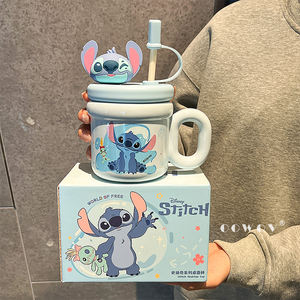 Vente chaude <span class=keywords><strong>Disney</strong></span> Cartoon Céramique Cadeau De Noël Tasse Paille avec Cap Personnel Café Lait Tasse pour Bureau et Maison - Product Image 1