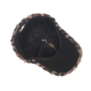 Chic <b>Leopard</b> Pattern Baseball Cap Soft Rabbit Fur Lining Warm Winter <b>Hat</b> for Outdoor & Streetwear Baseball Caps - Product Image 6