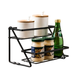 <b>Kitchen</b> Storage <b>Rack</b> Carbon Steel Double Tier Portable Standing Shelf Multipurpose Organizer for <b>Spices</b> Dry Goods Utensils Tools - Product Image 1