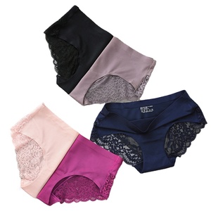 新入荷 高品質 シルク ホットボウ パンティー XL ミドルライズ レディース レース ランジェリー ピンク ブラック プリント 優良顧客向け - Product Image 2