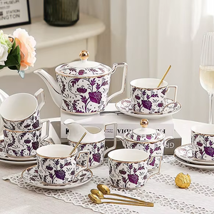 15pcs Ceramic Coffee and Tea Set Bone China <b>Red</b> Tea Cup with Saucer Afternoon <b>Gift</b> <b>Box</b> - Product Image 1