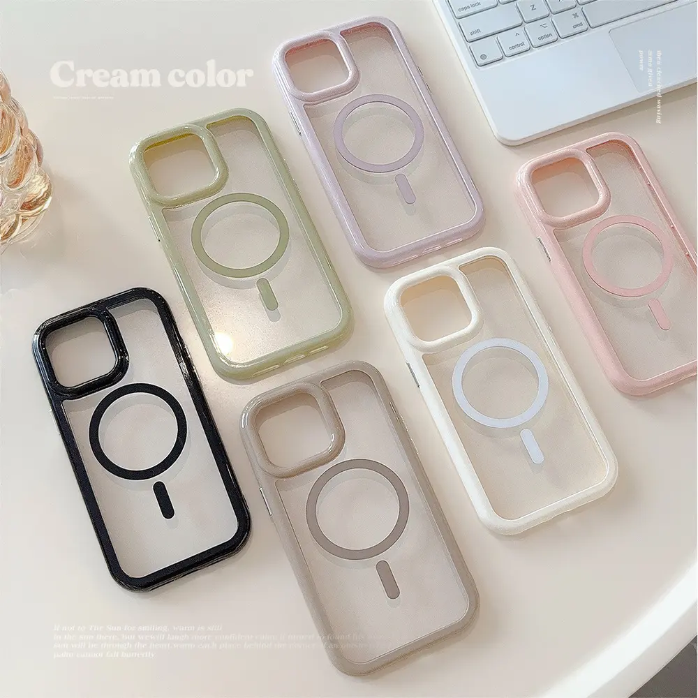 Từ trường hợp điện thoại acrylic cho Iphone 15 14 Pro Max nhiều màu trong suốt chống thả điện thoại Bìa