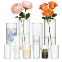 Vase à fleurs de table en plastique, design classique, portable, à bouche large, tube droit épaissi, pour la rentrée scolaire