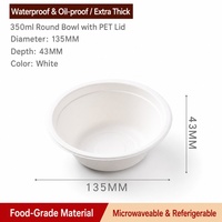 Bol en pulpe de bagasse de canne à sucre de source durable, jetable, 350 ml (12 oz), 500 ml (16 oz), pour yaourt, dessert, salade, avec couvercle transparent en PET