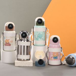 Creative Smart LED 316 Stainless Steel Portable Water <b>Bottle</b> Silver Outdoor Vacuum <b>Flask</b> Kids Kettle with Square Roll Design - Product Image 5