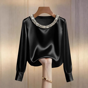 Blusa de Manga Larga con Cuello Redondo y Botones de Perla para Mujer, Tallas Grandes, Estilo Casual para Oficina o Trabajo, Dropshipping Shopify - Product Image 4