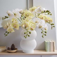 Anggrek Phalaenopsis PVC Artifisial Ukuran Kecil, Sentuhan Realistis 3D, Embossed 3D Printing, Melembapkan, untuk Dekorasi Rumah/Teh