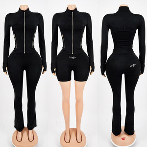 Abbigliamento sportivo personalizzato palestra manica lunga giacca Leggings all'ingrosso da donna 2 pezzi Set di abbigliamento sportivo Sport Fitness <span class=keywords><strong>Yoga</strong></span> <span class=keywords><strong>Wear</strong></span> - Product Image 4