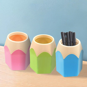 Creative Colored Pencil Tip Pen Holder Plastic Hexagonal Student Desk Storage Organizers - Product Image 1