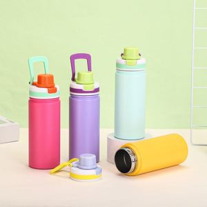 Nueva Botella de Agua Deportiva Aislada al Vacío de Acero Inoxidable de 550 ml con Tapa de Botón y Pajita para Estudiantes de Primaria, 6-12 Horas - Product Image 3