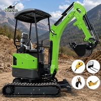 Mini-excavatrice LAWNIO 20X facile à utiliser avec cabine, commande par commande manuelle, chenilles en caoutchouc, pour travaux agricoles, de jardinage et de construction