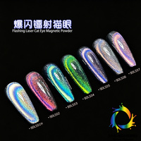 Poudre Magique Effet Miroir SH pour Ongles, Pigment Chrome 5D, Effet Œil de Chat, Poudre Magnétique pour Nail Art, Effet Caméléon 9DLS Modèle SiO2