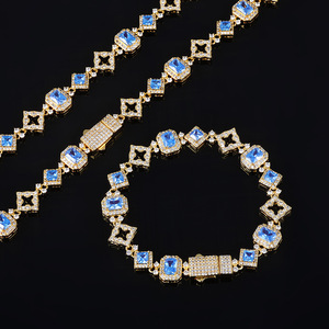 Hip Hop Fine Jewelry 11MM Gold Plated <b>Iced</b> Out Four Leaf Clover 5A Zircon Mens Cuban Link <b>Chain</b> Bracelet Bangles Necklace - Product Image 1