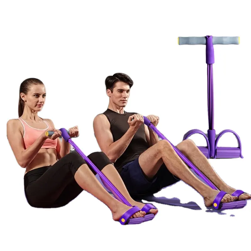 HelloWorld Set tali resistensi Yoga Pilates, peralatan kebugaran Gym penarik Pedal kaki latihan bot tali Sit-Up Expander latihan