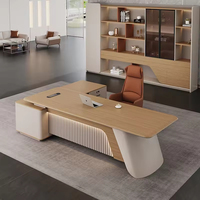 Bureau de direction de style luxe léger, moderne et minimaliste, haut de gamme, table de bureau de président, MDF de qualité supérieure, écologique, avec rangement