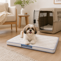 Matelas de couchage pour animaux de compagnie avec dessus matelassé, base antidérapante en silicone et fenêtre transparente, rafraîchissant et doux pour les enclos intérieurs et les voyages