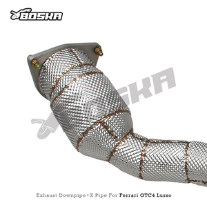 Tuyau d'échappement avec bouclier thermique personnalisé et catalyseur pour Ferrari FF/GTC4 Lusso V12 6.3L 2016+ Boska Racing en acier inoxydable X Pipe - Product Image 3