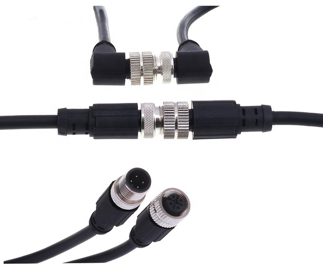 M12 aviation plug with wire waterproof connector single head injection with 2 meter wire 4 5 8 core