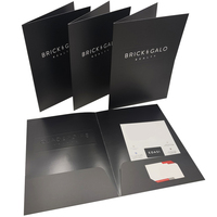 Carpeta de Presentación Personalizada al por Mayor, Laminada, con Relieve, Ranura para Tarjetas de Visita, de Cartón, Papel Offset