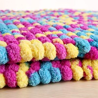 Fil à pompons de haute qualité 100% polyester, teint fantaisie, écologique, antibactérien, pour tricoter des couvertures à la main