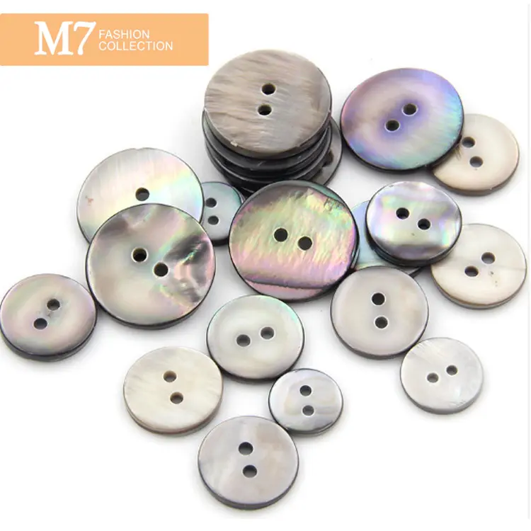 ZM183 Factory Direct Round Shape New Fashion Mother Of Two Holes Pearl Grey Shell Button