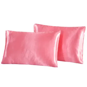 多色设计仿真丝缎枕套2pc枕套枕套健康标准L0053-1