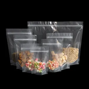 11x17cm Food grade plastic resealable zip lock clear transparent stand up pouches packaging bags