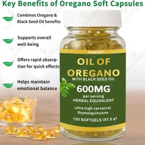Aeglewell Oregano-olie Softgels Biologisch 2-in-1 Oregano-olie met Zwarte Komijnzaadolie Softgels 150 <span class=keywords><strong>Capsules</strong></span> - Product Image 5