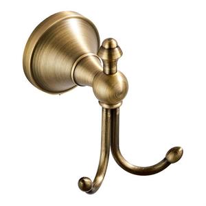 Gancho doble de pared vintage de latón dorado antiguo de alta resistencia para batas, bufandas, bolsos, sombreros, llaves y toallas - Product Image 1
