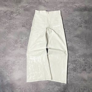 Pantalones Vaqueros Encerados Personalizados, MOQ Bajo, Pantalones de Mezclilla Encerados de Pierna Recta Blancos, Ropa Urbana de Alta Calidad, Vaqueros Holgados Japoneses para Hombre - Product Image 2
