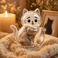 Pot commémoratif pour animaux de compagnie en gros, en forme de chat ou de chien, transparent, pour poils et moustaches, imprimé Kawaii, fournisseur de souvenirs