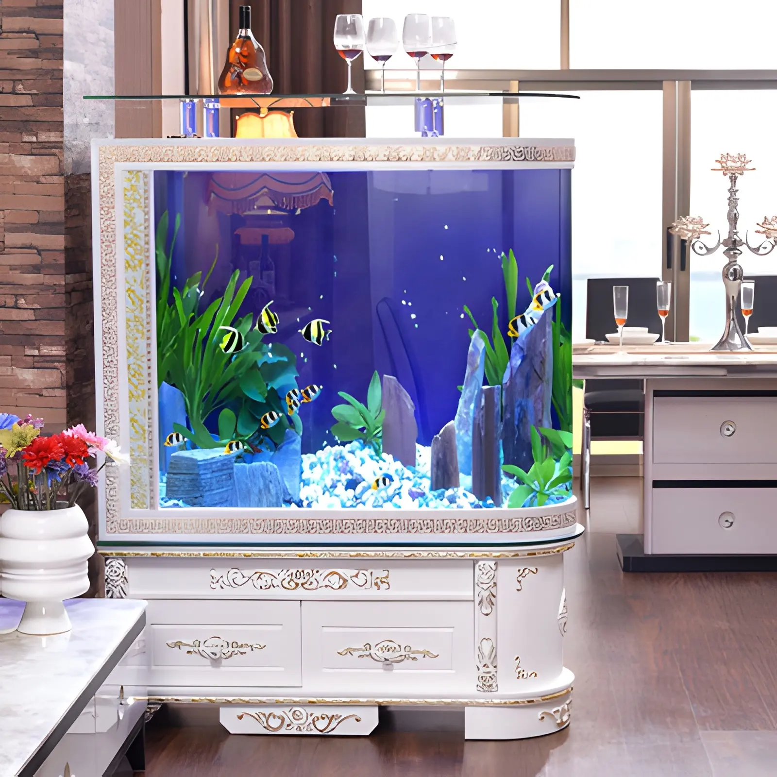 Transparent large acrylic aquariums table fish tank for sale Bullet style aquarium fish tank