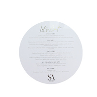 Tarjeta de invitación de boda acrílica de forma redonda blanca elegante, hoja de oro, tarjeta de menú de boda acrílica, personalizada aceptada
