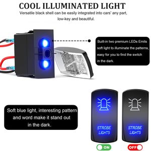 Strobe Lights Rocker Switch 12V Laser Toggle Switch On OFF 5Pin <strong>Illuminated</strong> Rocker Switch For Car Truck Marine Boat ATV UTV RV
