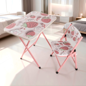 <span class=keywords><strong>โต๊ะ</strong></span>และเก้าอี้เด็กแบบพับได้ เฟอร์นิเจอร์เหล็กเรียบง่ายสำหรับใช้ในบ้าน <span class=keywords><strong>โต๊ะ</strong></span>และเก้าอี้แบบพกพา ชุดโต๊ะและเก้าอี้ MDF - Product Image 4