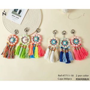 Portachiavi in stile etnico con nappa colorata decorativa per borsa o auto, 2 per colore, scatola da 360 pezzi - Product Image 3