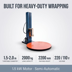 Máquina Envolvedora de Palés Semiautomática con <span class=keywords><strong>Plato</strong></span> Giratorio, Carga de 2000 kg, Altura de 2200 mm, Precio al por Mayor con Certificación CE, Directo de Fábrica - Product Image 3