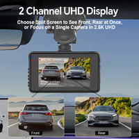 Caméra embarquée WiFi 2.5K double objectif IPS, enregistreur vidéo HD avant et arrière pour voiture, boîte noire de conduite avec surveillance 24h/24 et enregistrement en boucle