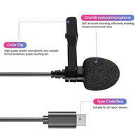 Micrófono USB tipo C MIni Lapel Lavalier Clip-on Mic Condensador Grabación de audio para Huawei Xiaomi Android SmartPhone