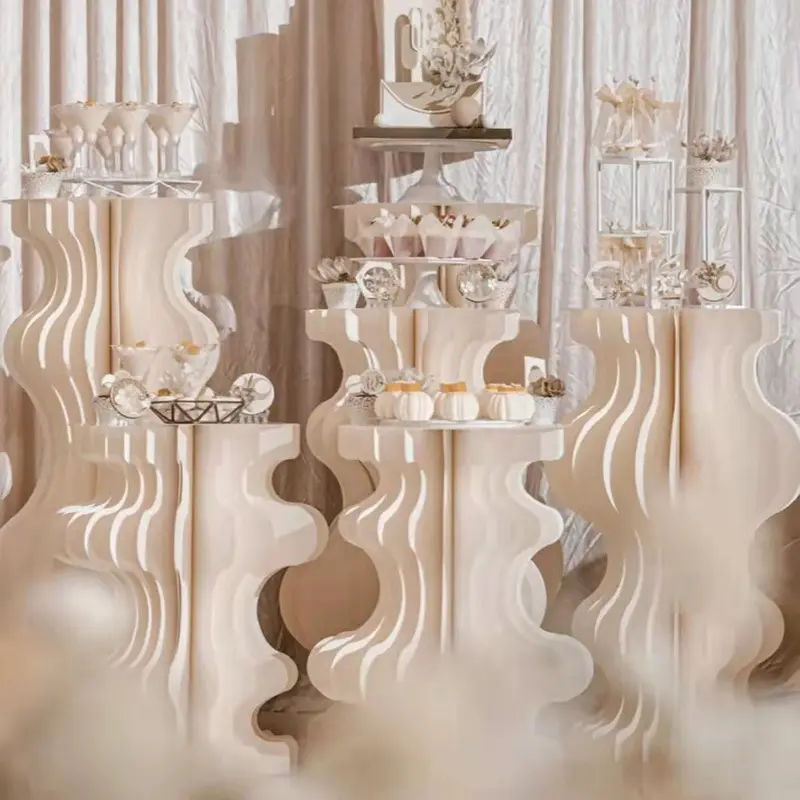 Katlanabilir kağıt hazırlanmış kavisli roma sütunu tatlı düğün resepsiyon taraflar mağaza pencere dekoratif düzenlemeler için standı