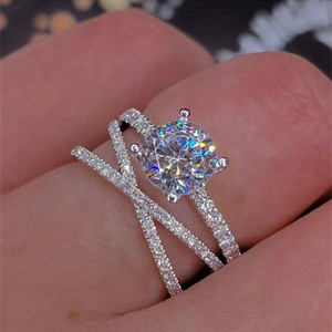Double Layer Winding Zircon Inlaid Women Ring Elegant Engagement Daily Hand Jewelry - Product Image 2