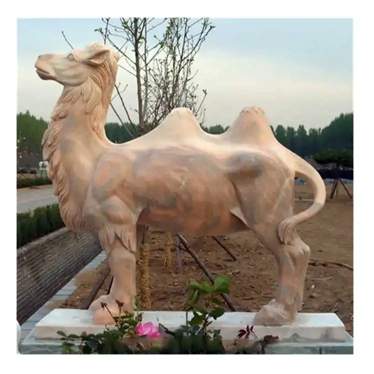 庭の装飾等身大動物彫刻白い石のラクダ像