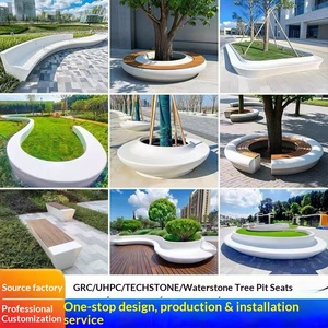 ม้านั่งยาวหินเทอร์ราซโซ่ UHPC คุณภาพสูง สำหรับสวนกลางแจ้ง ทำจากไฟเบอร์กลาส GRC พร้อมที่นั่งรูปทรงหลุมต้นไม้ หินไทโก้ สั่งทำพิเศษ จัดส่งจากกวางตุ้ง - Product Image 2