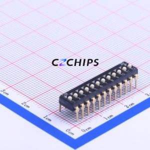 DSIC12LHGET DIP Switch Through hole Component (THT) Switch Flat Toggle, Raised Type Single Pole Single Throw 12 2.54mm - Product Image 1