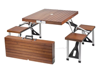 Tables et chaises pliantes modernes en bois massif et en alliage d'aluminium - Ensemble de pique-nique léger et durable, portable