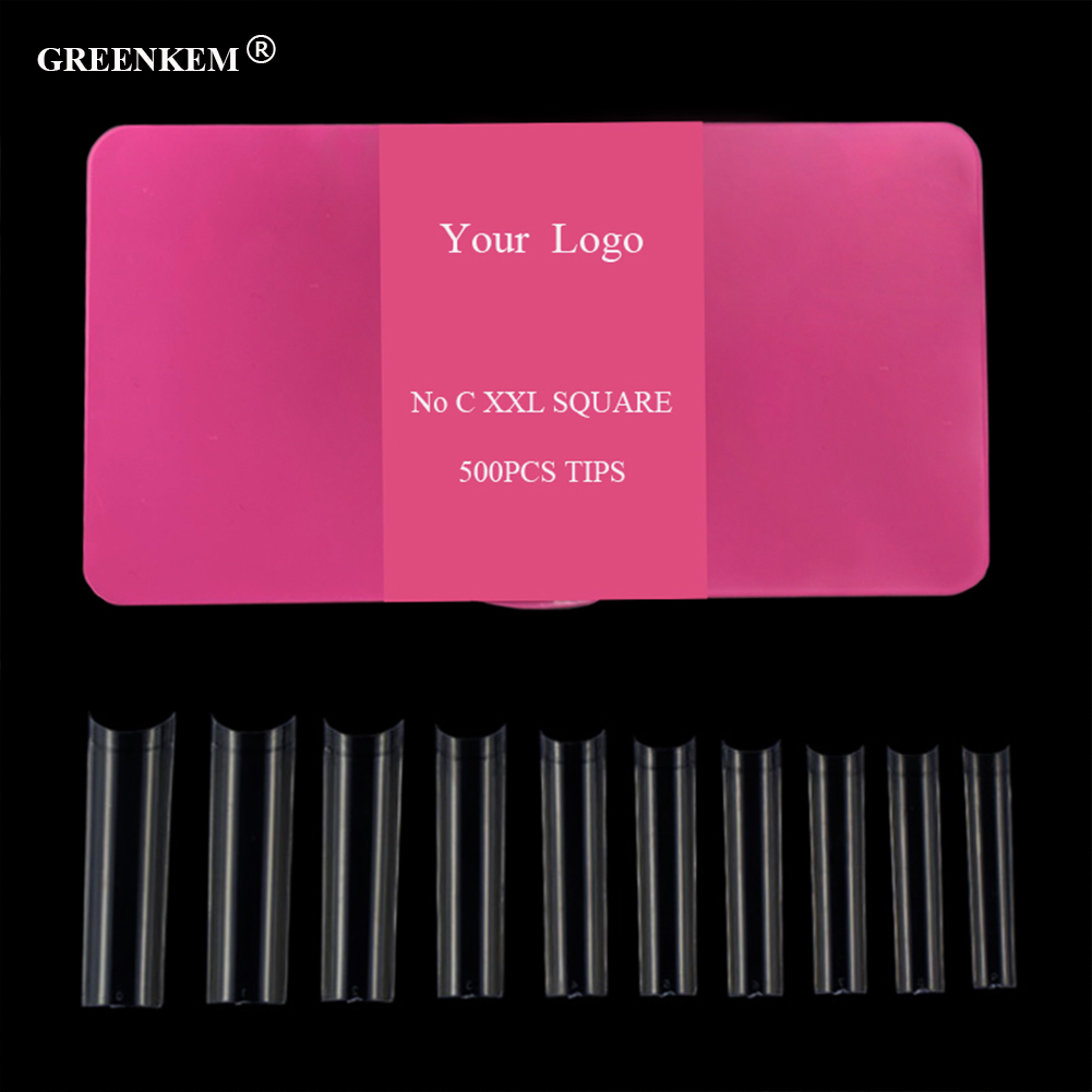 Hot Pink Box - XXL Square Más No C- 500Pcs Clear Tips